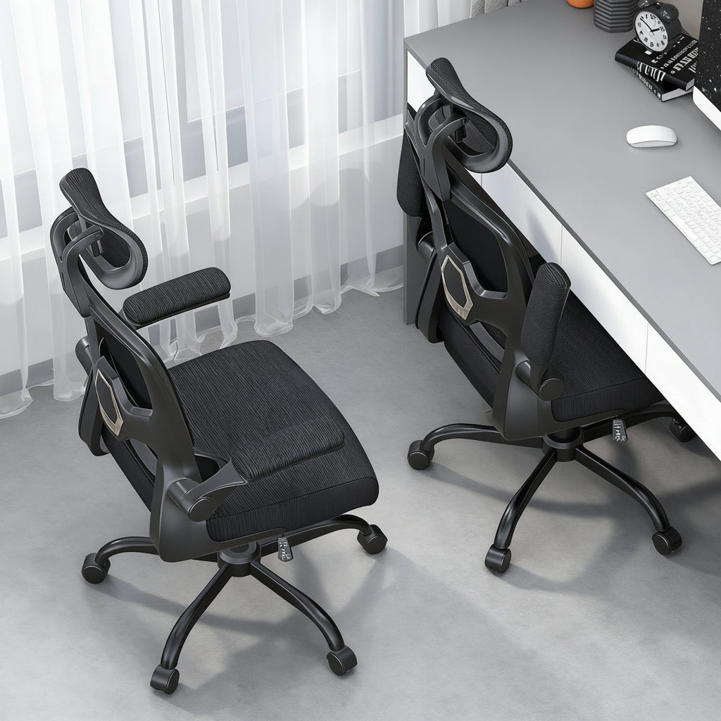Chaise de Bureau Ergonomique MovaSpace — Accoudoirs Pliants & Mesh