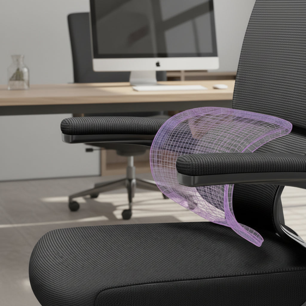 Chaise de Bureau Ergonomique MovaSpace — Accoudoirs Pliants & Mesh