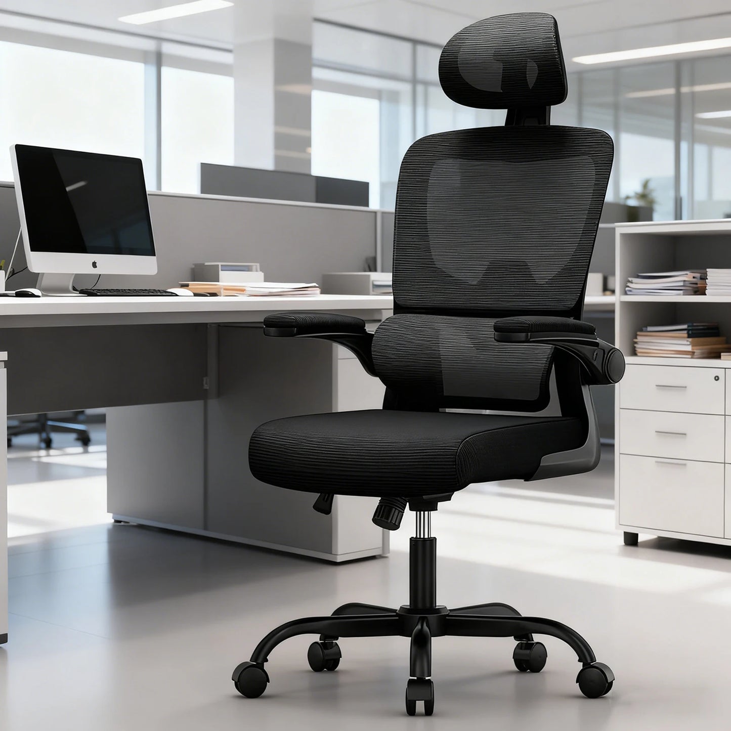 Chaise de Bureau Ergonomique MovaSpace — Accoudoirs Pliants & Mesh