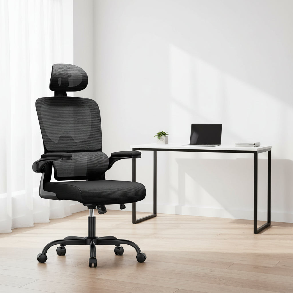Chaise de Bureau Ergonomique MovaSpace — Accoudoirs Pliants & Mesh