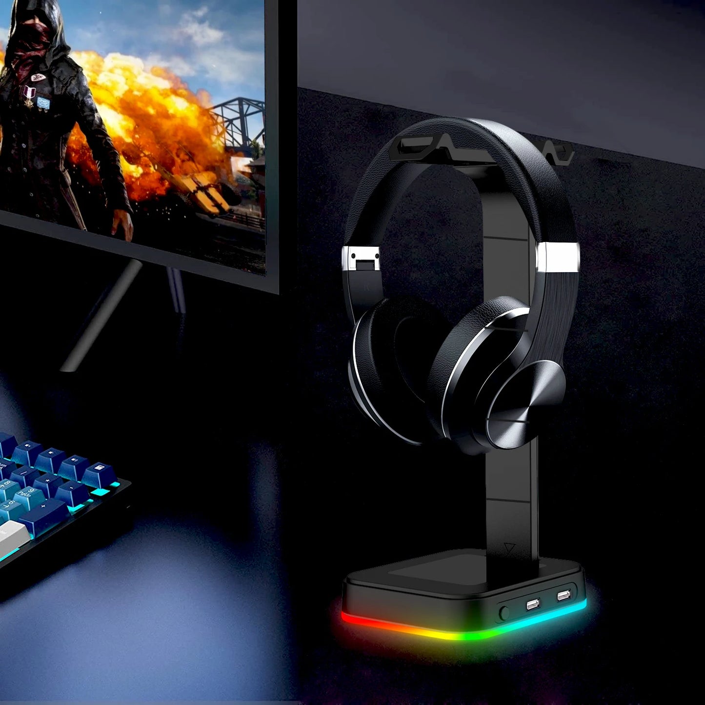 Support de Casque MovaBeam Pro — Éclairage RGB Dynamique & Design Épuré