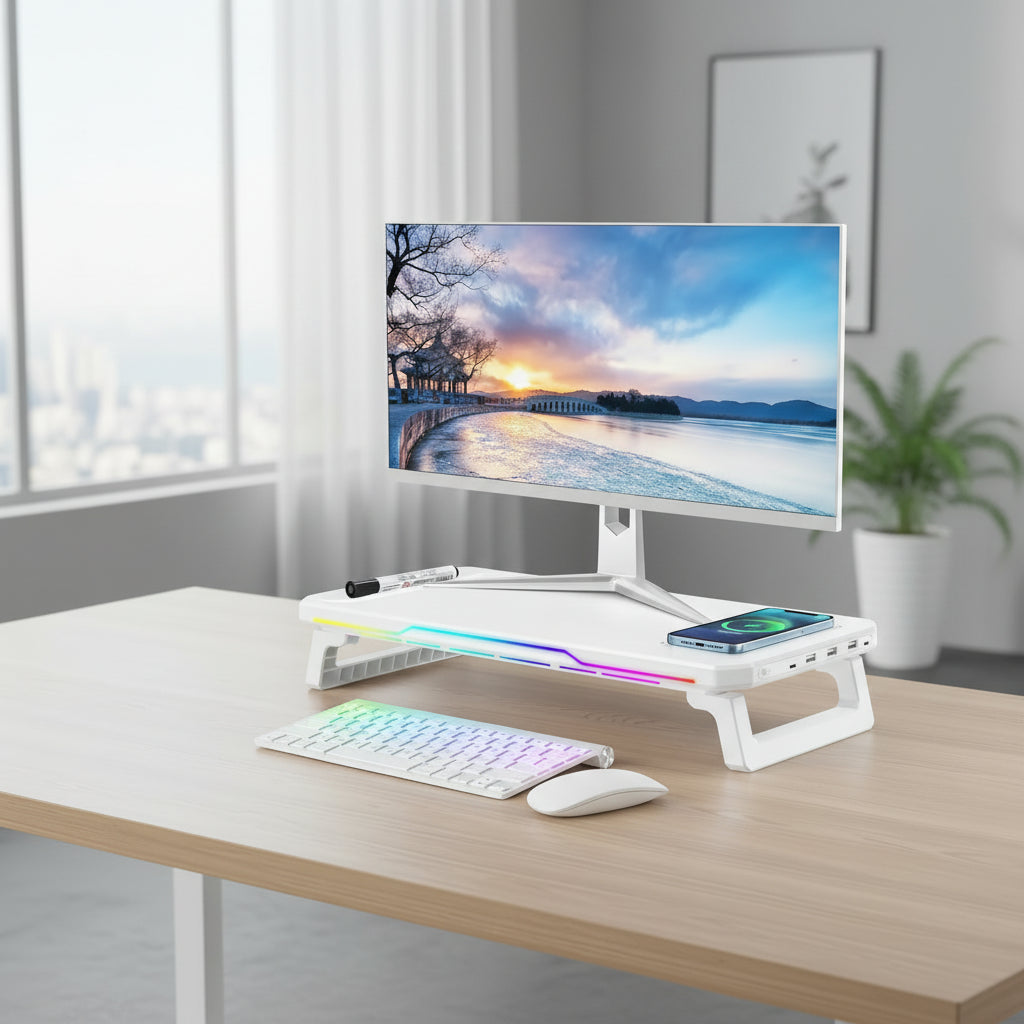 Support de Moniteur Connecté MovaHub – Charge Sans Fil & Rétroéclairage LED